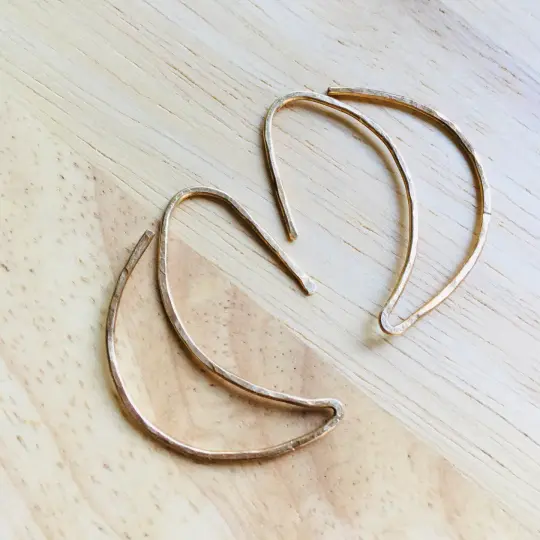 Crescent Moon Hammered Hoops