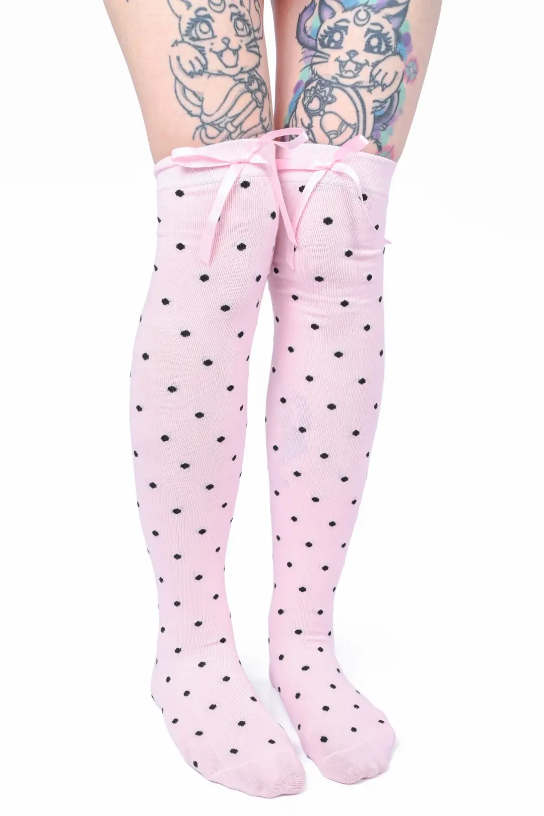 Knee High Dot Socks - Pink/Black