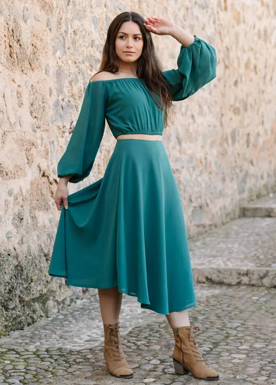 Magali Top in Ocean Green