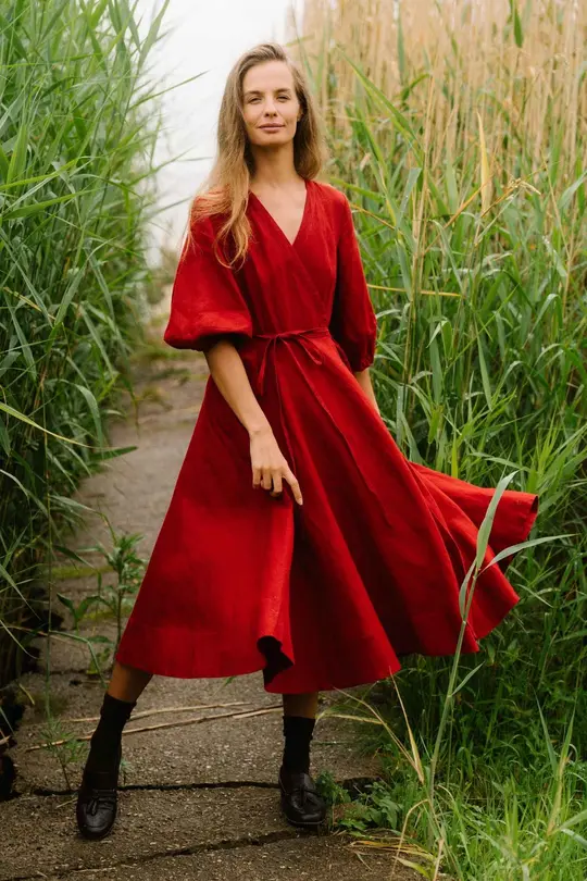 Gaia - Linen Wrap Dress