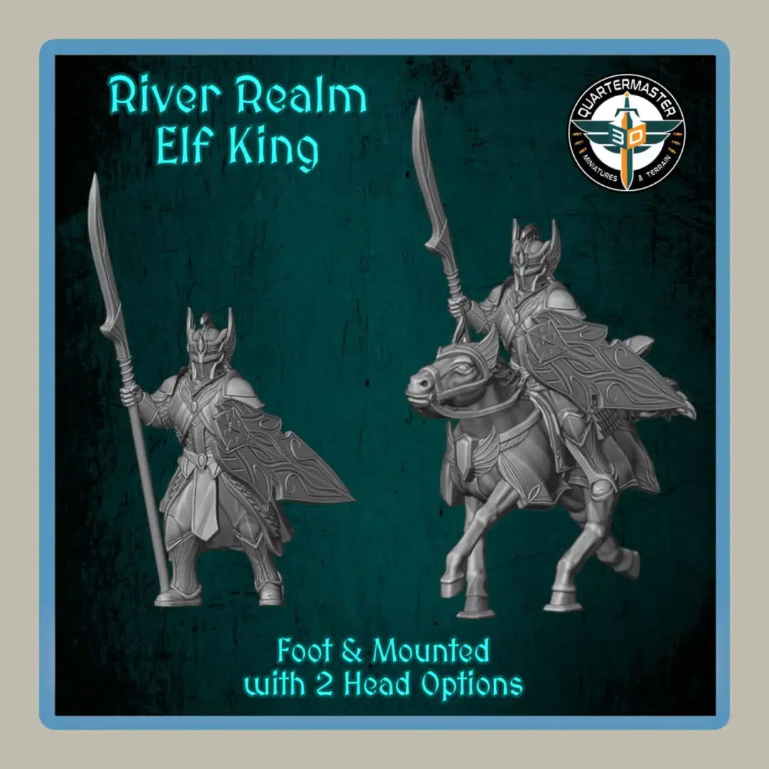 render of 28mm miniature elf king