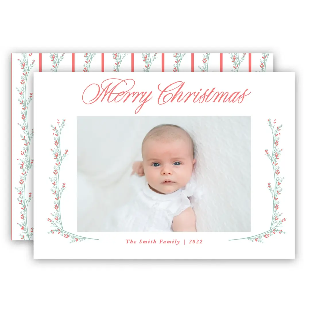 Rows of Holly Holiday Card