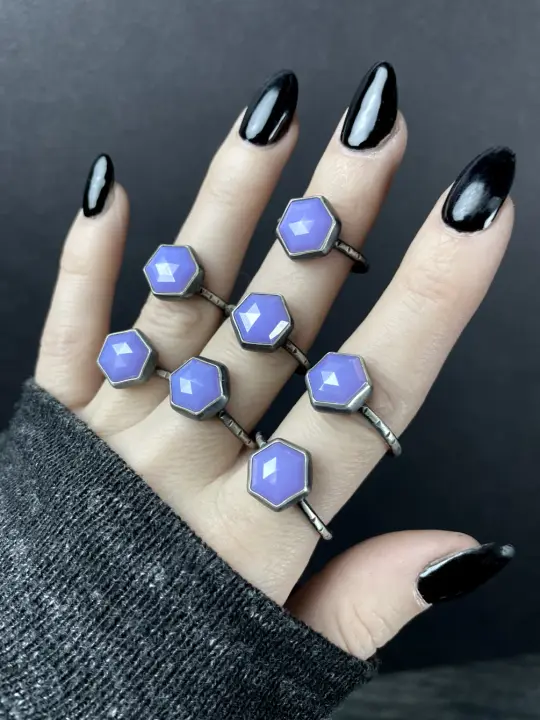 Laboratory Zircon Hexagon Rings - 7 available
