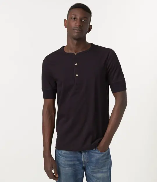 207 Loopwheeled Classic Fit Midweight Short Sleeve Henley