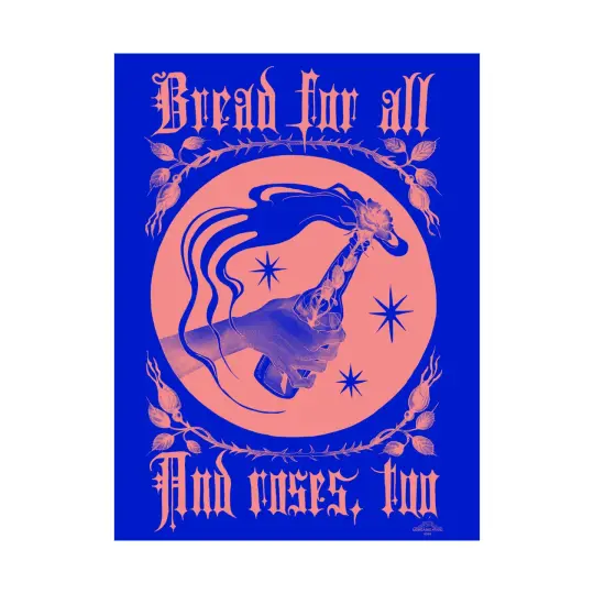 Bread and Roses Poster - Pink on Ultramarine
