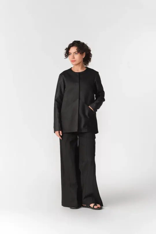 ROUND NECK MASHRU JACKET
