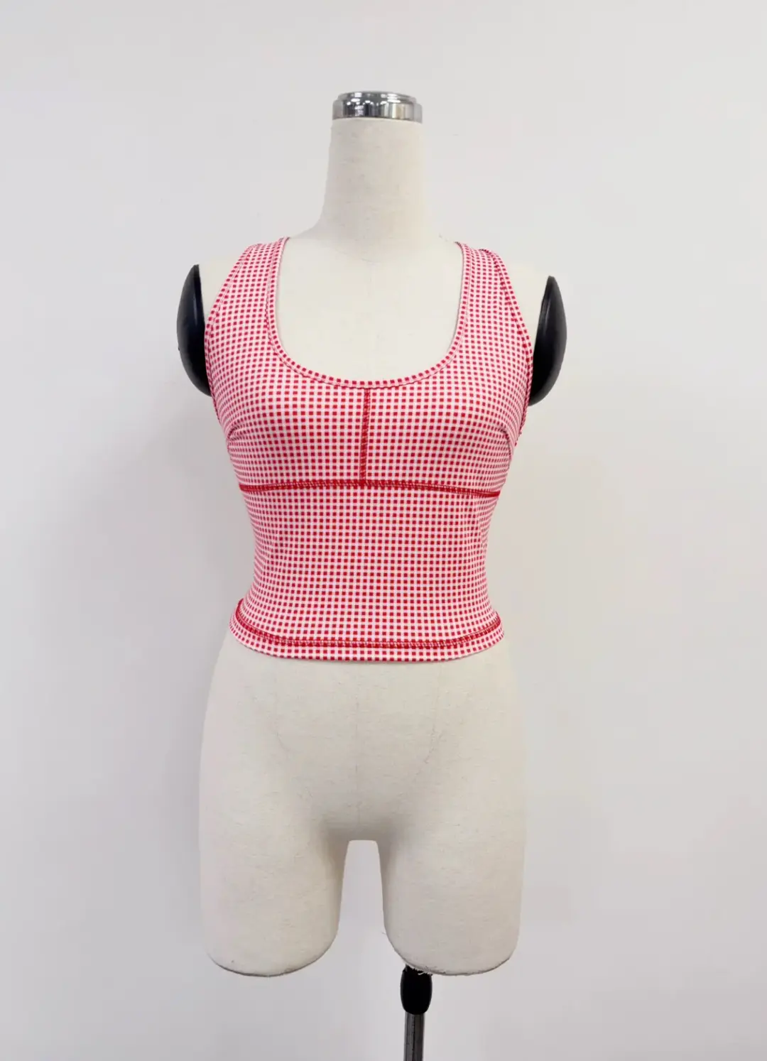 SAMPLE #434 - S Racerback Gingham Yoga Tank Top - Red