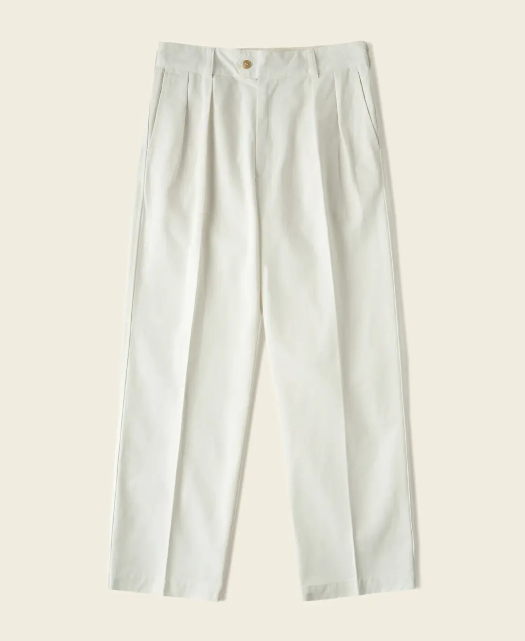 1950s Double-Pleat Cotton Twill Trousers - White