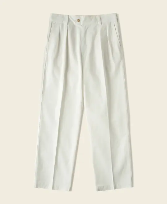 1950s Double-Pleat Cotton Twill Trousers - White