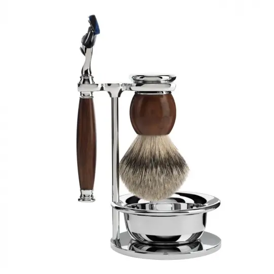 MÜHLE SOPHIST 4 Pc. Shaving Set, Silvertip Badger Brush & Gillette® Fusion™ Razor, Ironwood