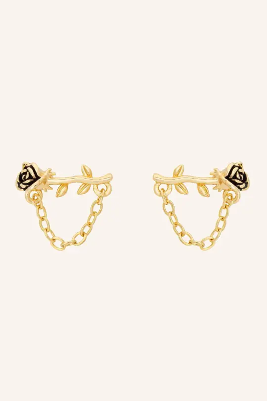 Chained Rose Earrings