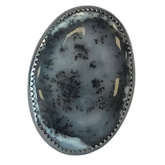 Cailleach's Lake Ring, Dendritic Opal and Sterling Size 8
