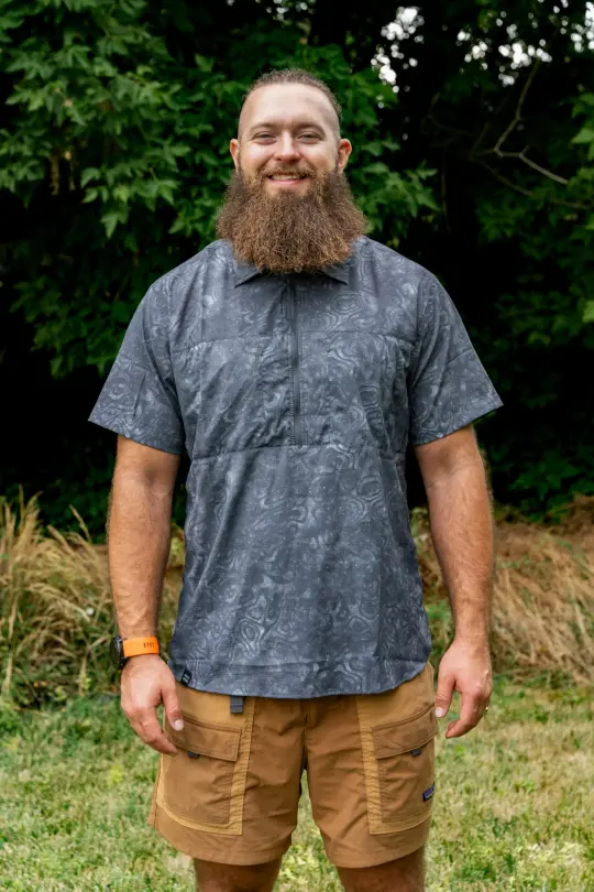 Triple Crown Half Zip Short Sleeve | Abstract Black Topo UL