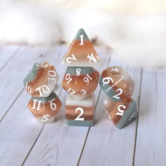 Horizons - Layered Earth Tone Resin 7 Piece Dice Set