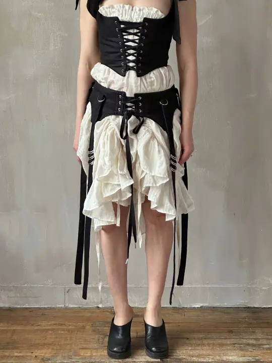 Spring '26: Four-Way Skirt Garter in Black Linen (In Stock)
