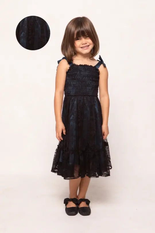 Mini Isadora Dress in Navy & Black