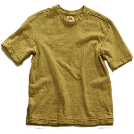Plain Color Loop Wheel Organic Cotton T-shirts Kihada-iro Short sleeve / Long sleeve