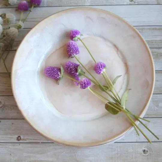 Custom Order for Kathleen, Set of 16 Dinnerware Plates in Dripping White and Ocher Glaze