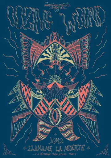 OOZING WOUND + XM2 + LLAMAME LA MUERTE (2015) Screenprinted Poster