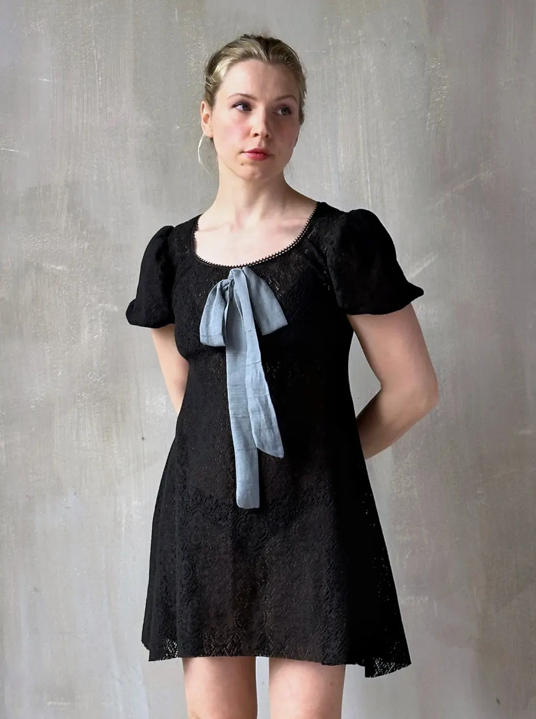 Spring '26: "Laura" Mini Dress in Black Cotton Lace (In Stock)