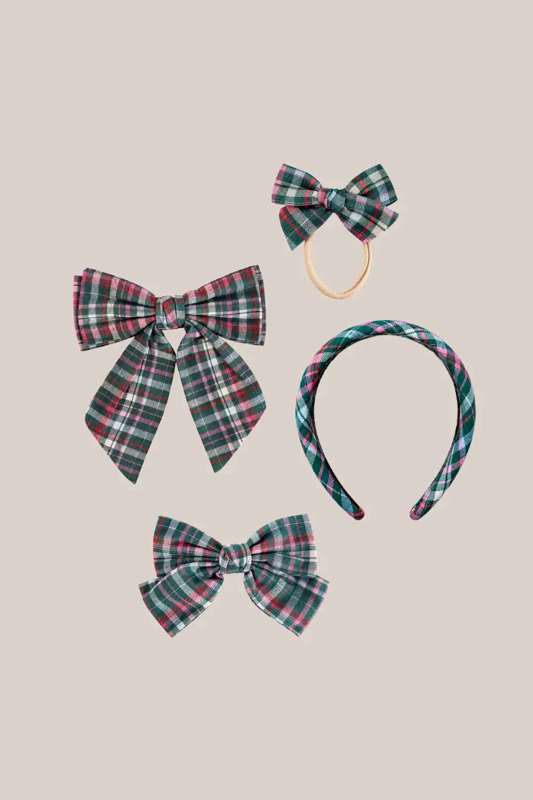 Hair Bows in Season's Greetings Plaid
