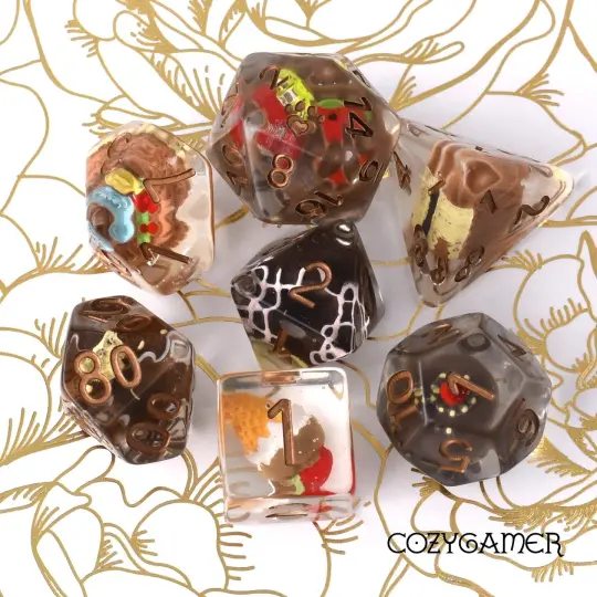 Chocolate Pastry Large DnD Dice Set.