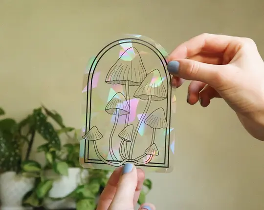 Clustered Bonnet Mushrooms Suncatcher Sticker