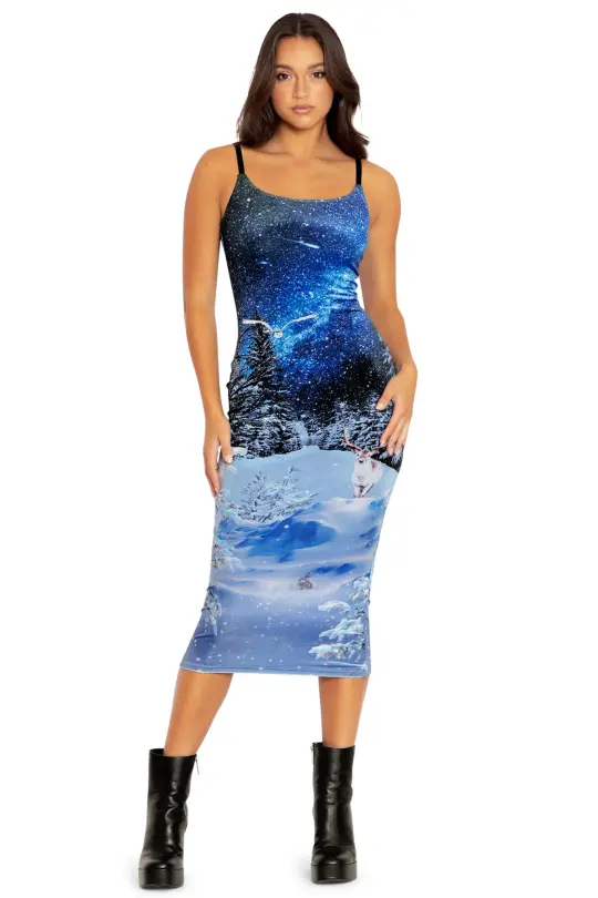 Winter Creatures Velvet Bodycon Slip Dress