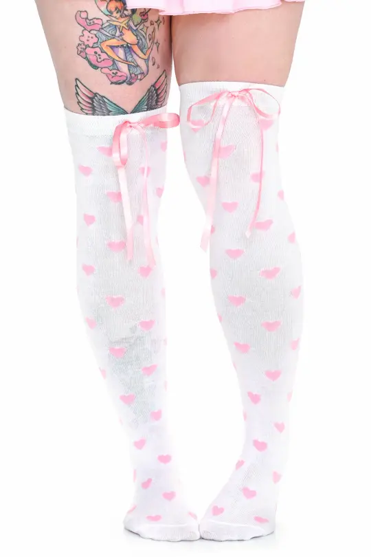 Heavenly Heart Over Knee Socks - Pink