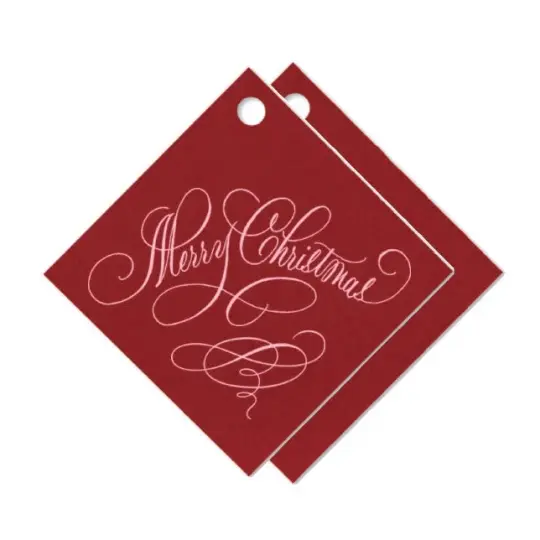 "Merry Christmas" Pink Foil on Wine Holiday Gift Tags, Set of 15