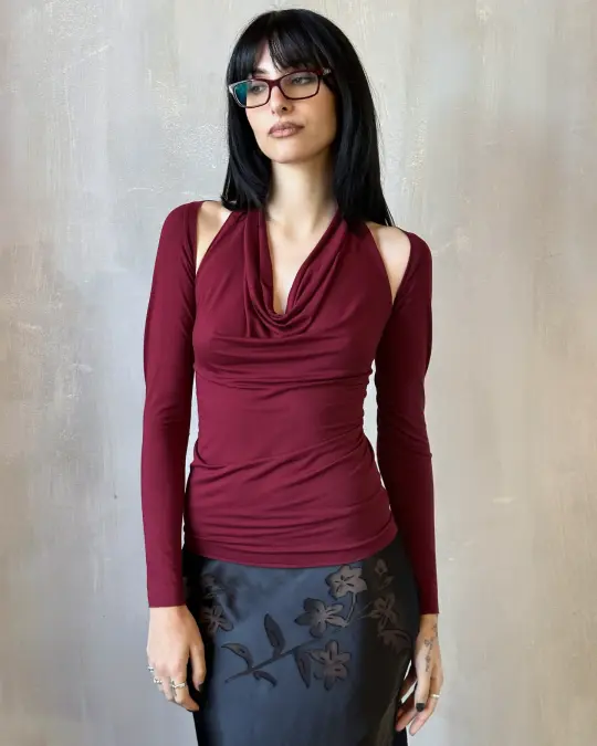 Halter Shrug Top in Blood Red (In Stock) *
