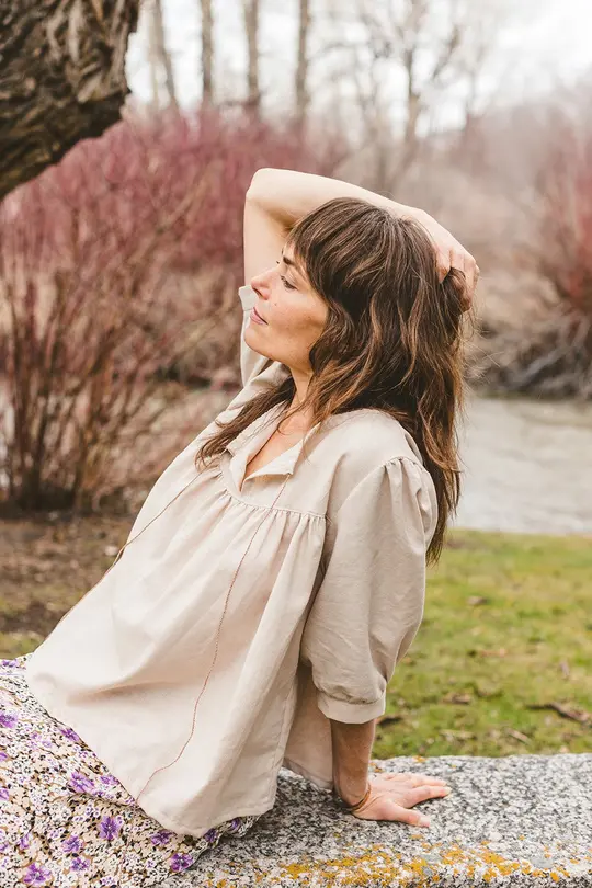 Peasant Blouse in Ivory Linen