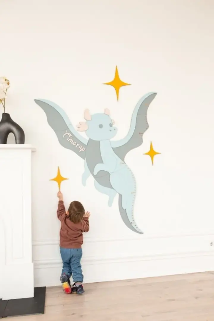 Cute Baby Dragon - Wooden Height Chart | Growth Chart