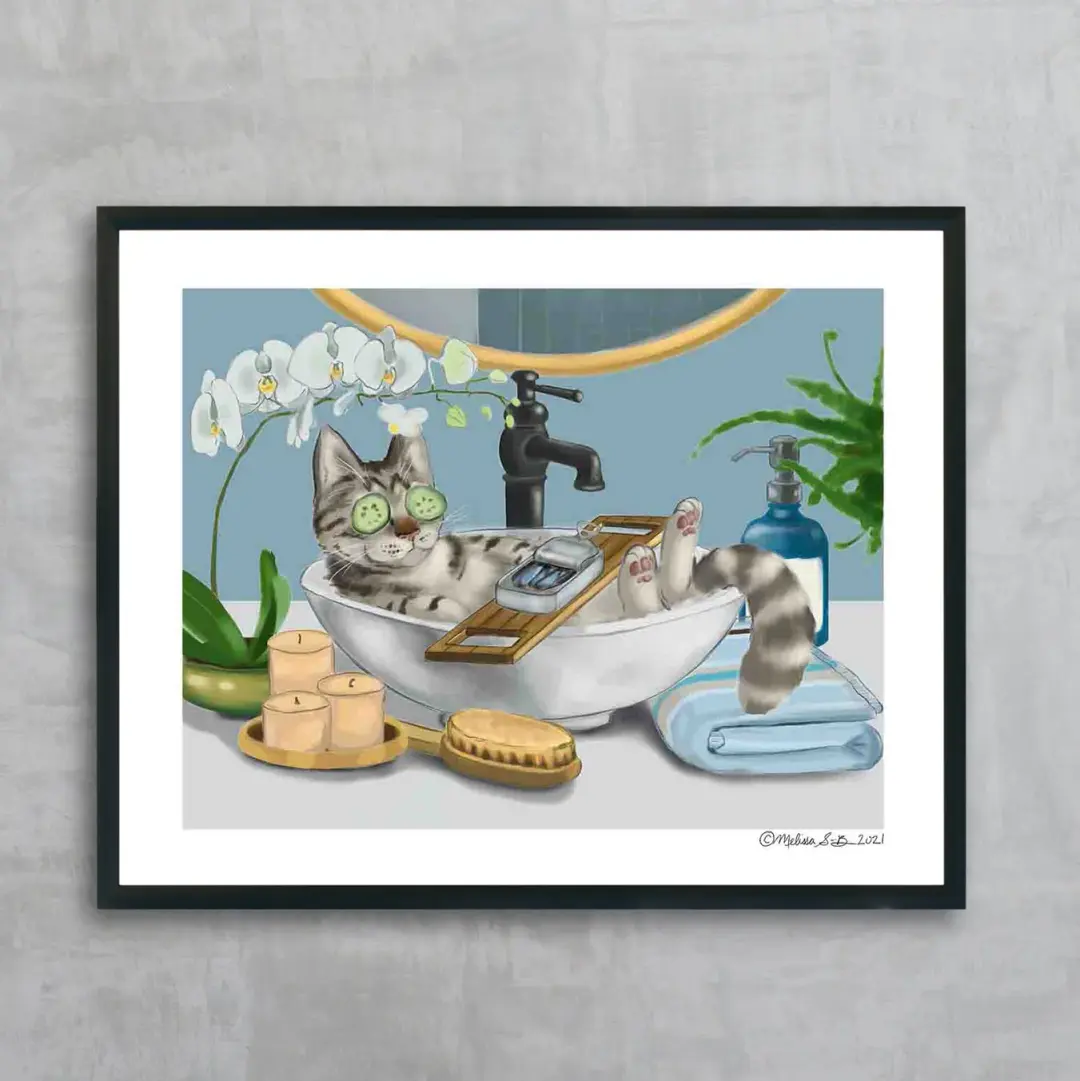 Kitty Spa Day Fine Art Print