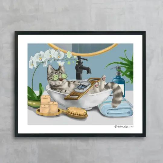 Kitty Spa Day Fine Art Print