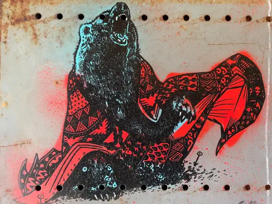 Medicine Bear on Reclaimed Metal