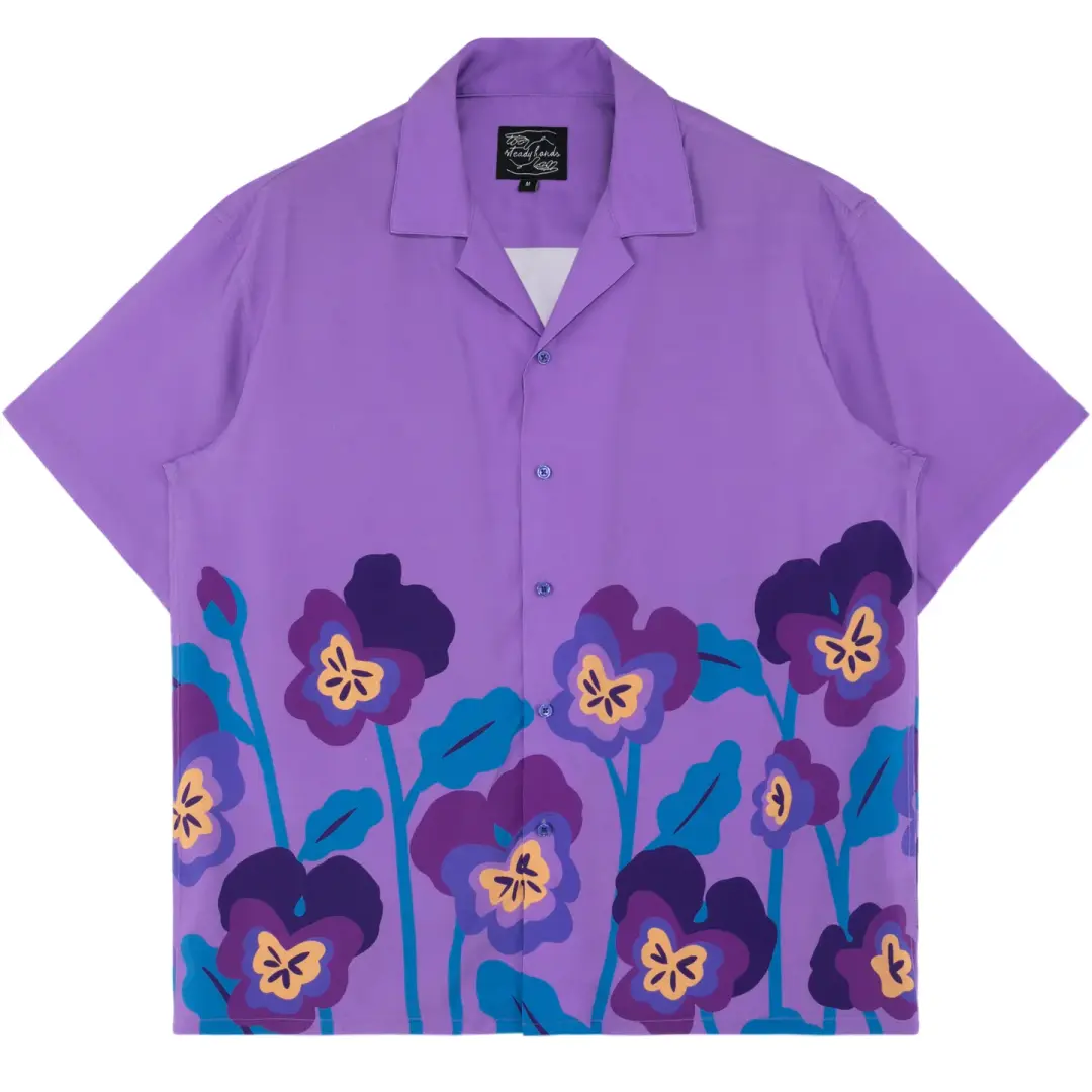 Violet Flower Button Up