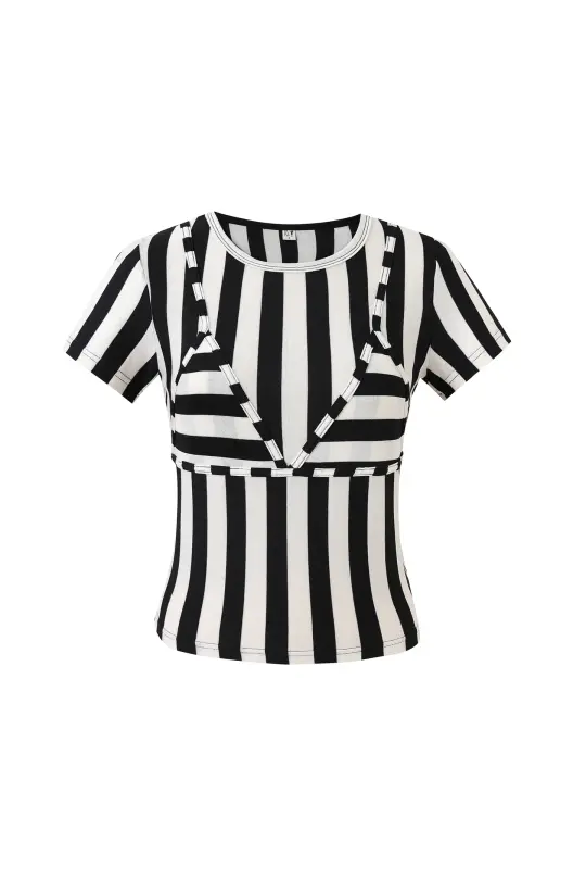 1 left - Bikini Bod Ref Stripe Short Sleeve Tee