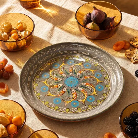 Peces de Capula Medium Serving Platter with Mandala