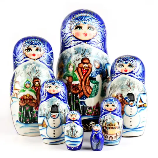 Russian Winter Matryoshka Stacking Doll