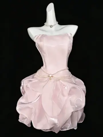 Dreamy Satin Puffy Women's Homecoming Dress Blush Pink Corset Short Prom Dress Birthday Dress RS2745