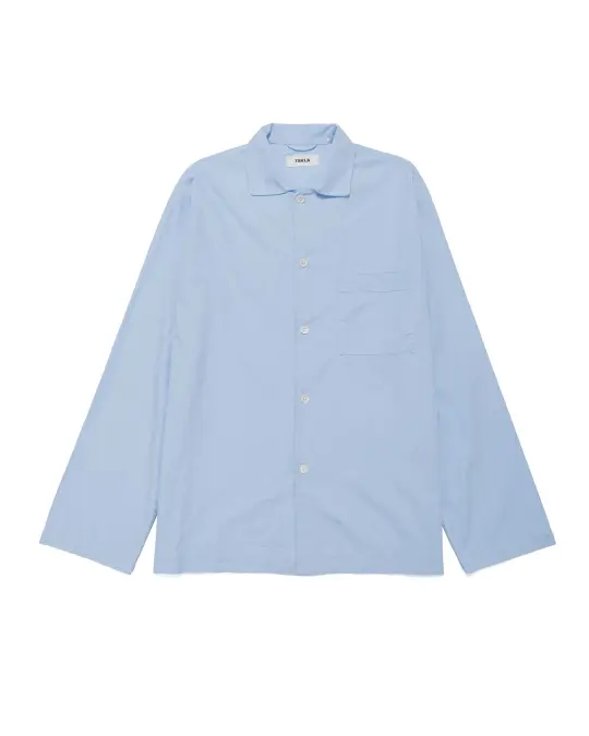 Tekla Poplin Pyjama Shirt Shirt Blue