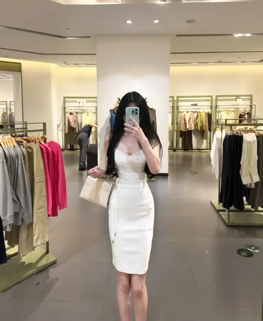 White halter-neck fitted bodycon midi ball gown R7783