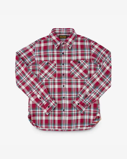 Ultra Heavy Flannel Crazy Check Work Shirt - Red