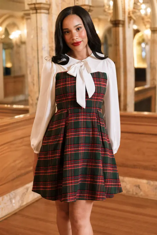 Tawny Dress in Evergreen Plaid