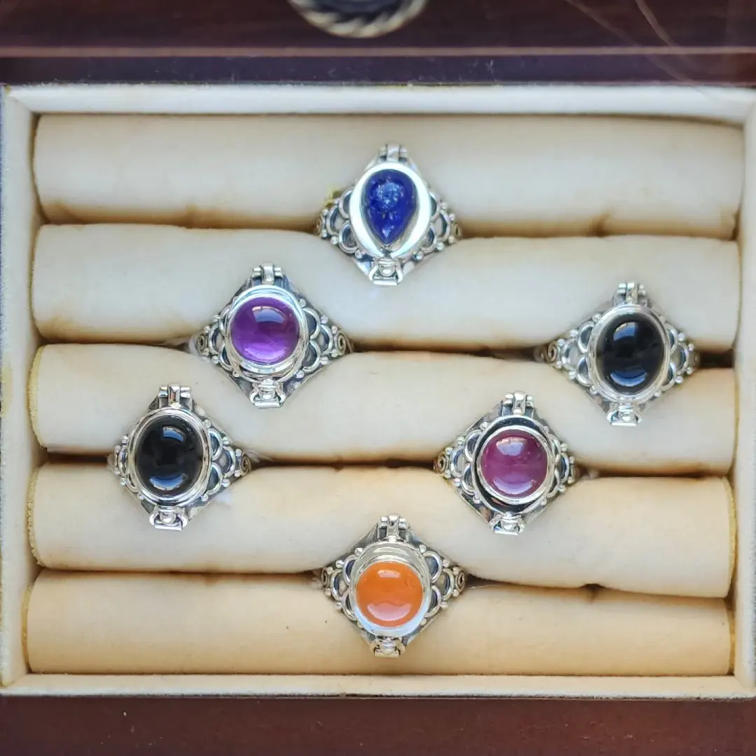 Locket Rings in Gemstones and Sterling Silver