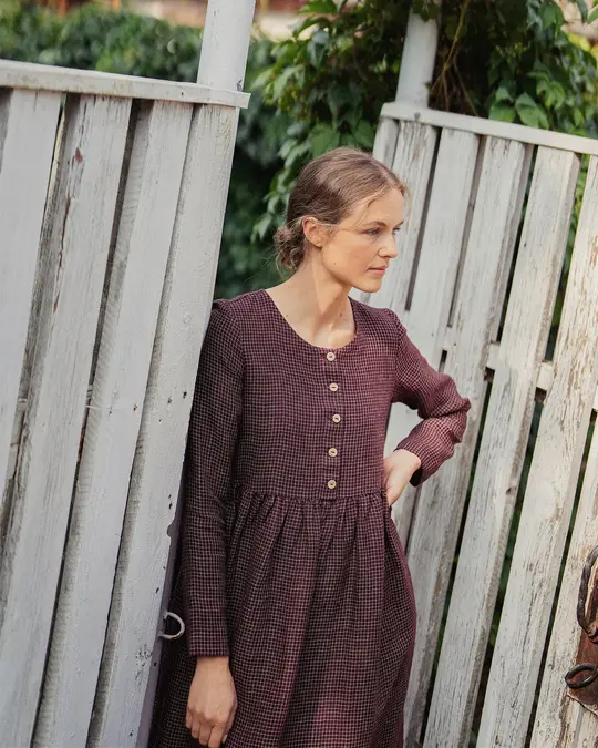 Long sleeve Maxi MAMA linen dress