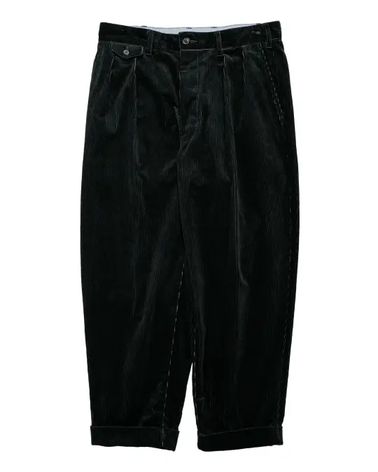Beams Plus 2Pleats Corduroy Charcoal Grey