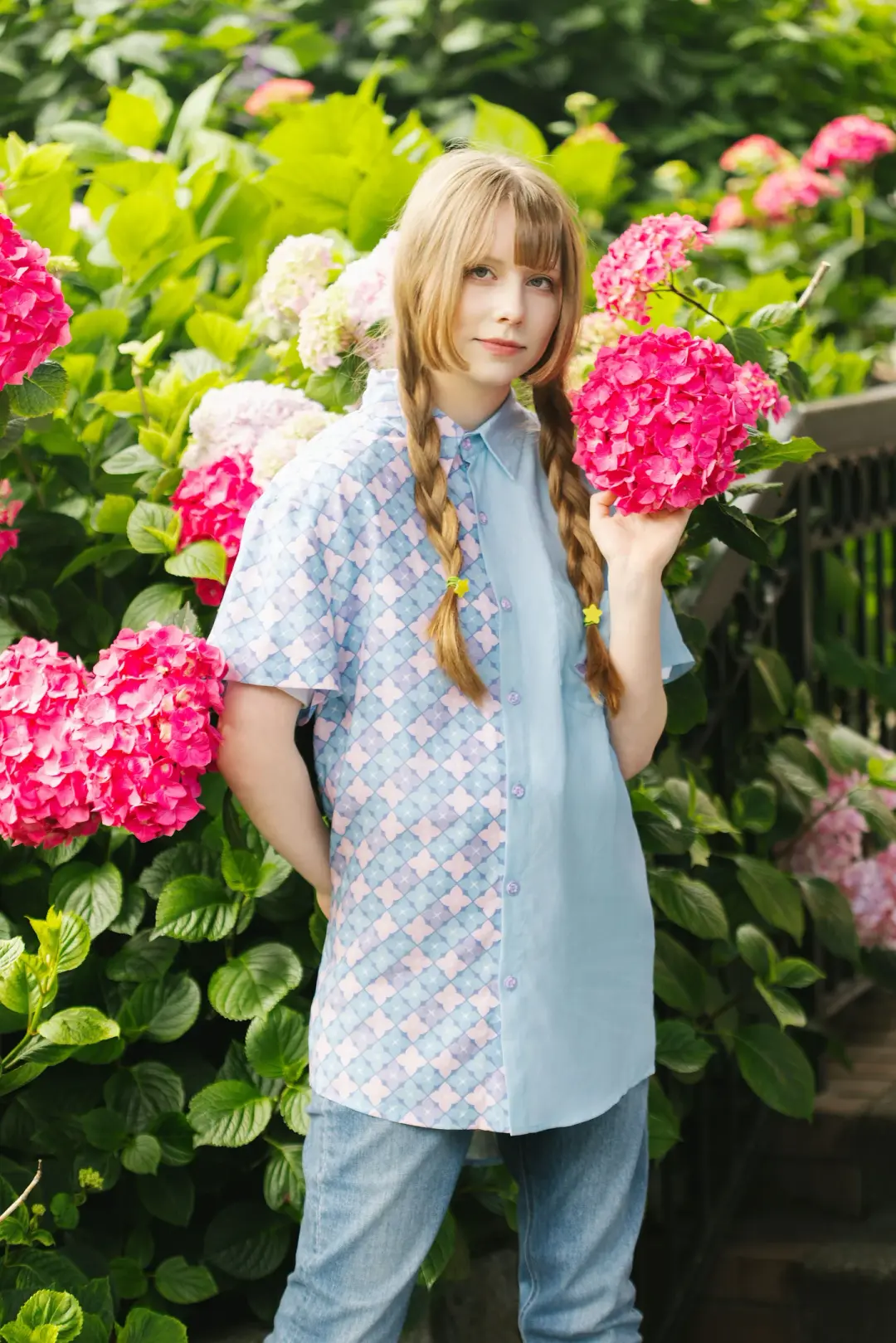 Hydrangea Colorblock Button Down Shirt (Limited Pre-Order)