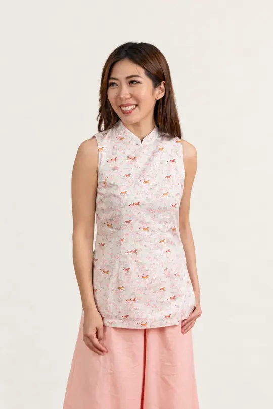 Ladies Peony Fitted Top - Meadow Horses